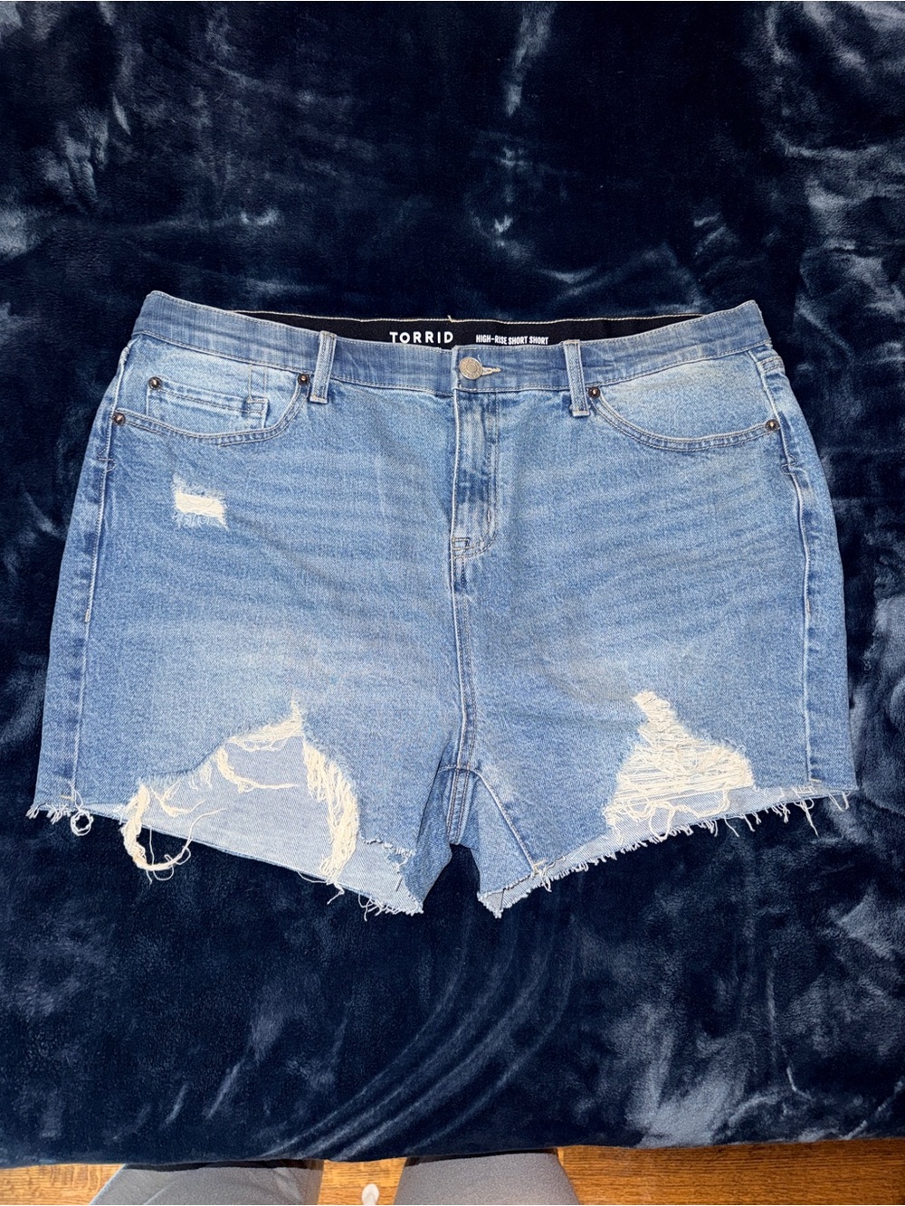 torrid Light Blue Distressed Denim Cutoff Shorts